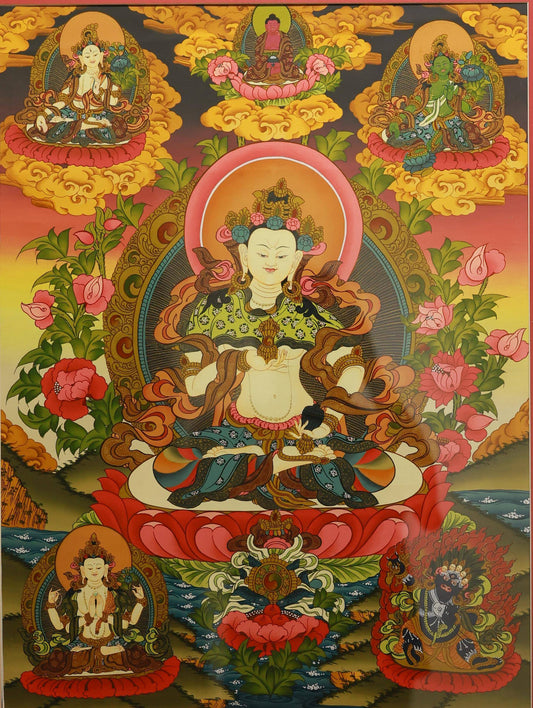 Tibetan Buddhist Vajrasattva Thangka Painting with Natural Mineral Pigments - Purification Buddha Art