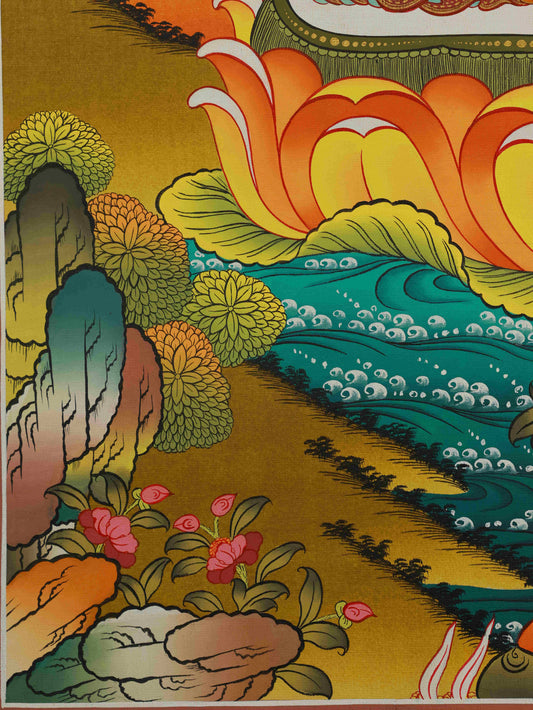 Tibetan Buddhist Vajrasattva Yab-Yum Thangka Painting – sacred tantric art representing wisdom and compassion.