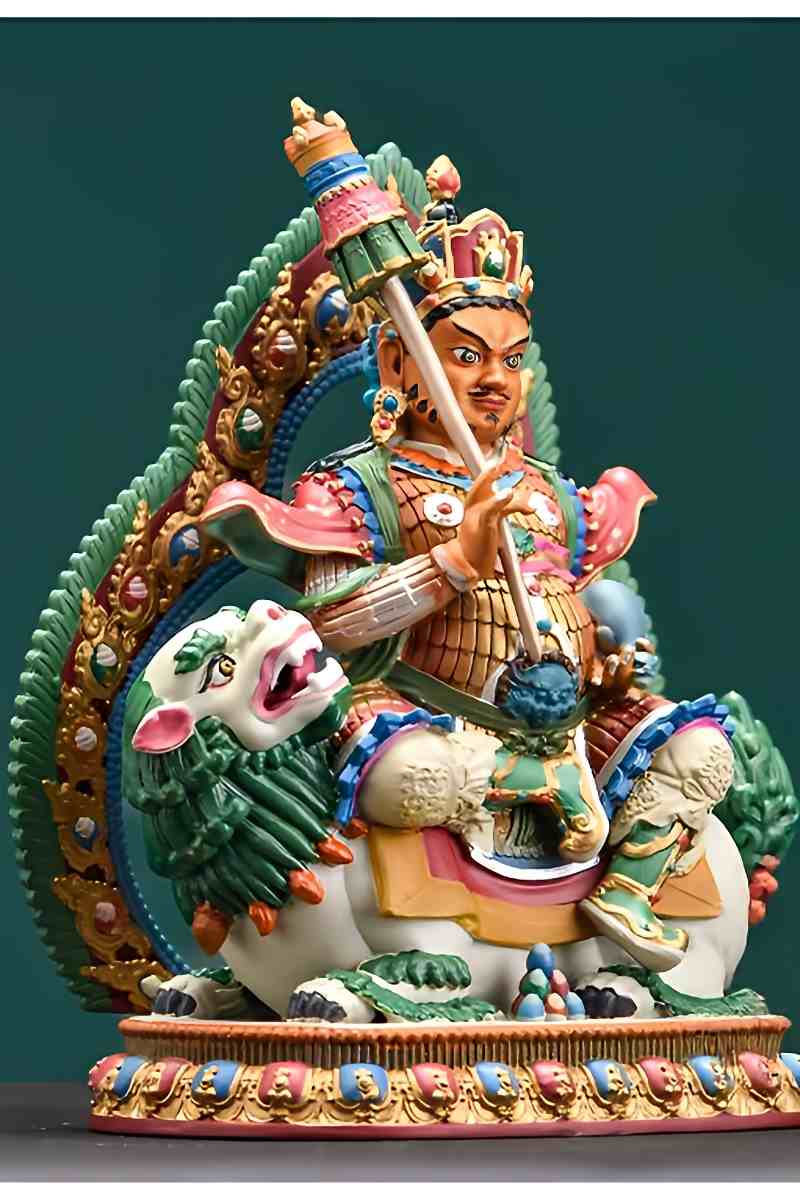 Travel-size Tibetan-buddhist Wealth King statue, handcrafted copper Buddha figure, portable Tibetan Buddha art for practice.