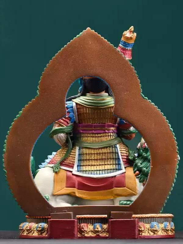 Tibetan-buddhist Wealth King personal Buddha statue, handmade copper sculpture with detailed hand-painting, Tibetan Buddha art.
