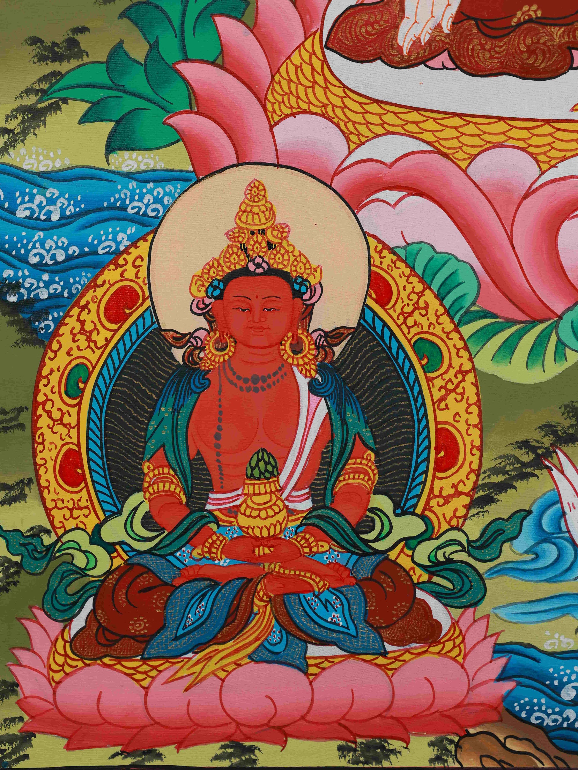 Traditional Tibetan Buddhist Thangka - Hand Painted White Tara Art