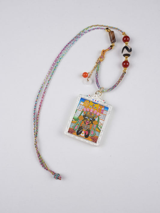 Zachyi Lhamo Protector Deity Amulet – Hand-painted Tibetan thangka art for spiritual protection and success.