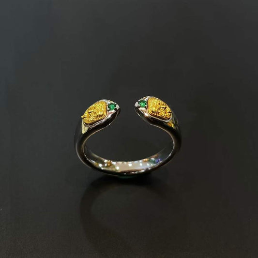 "Tibetan Buddhist S925 Silver Zakir Lam Ring - Artisan Crafted Jewelry"