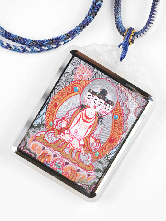 Pure Hand-painted Mahavairocana Thangka for Zodiac Protection – 4x5cm Canvas – High-Quality Traditional Art