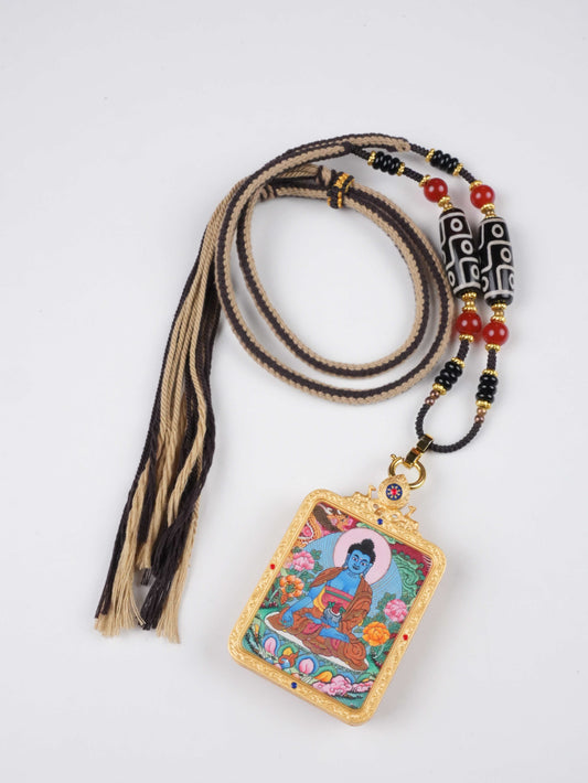 A sacred Tibetan Buddhist healing mandala thangka painting, showcasing traditional handmade art for spiritual wellness and meditation.