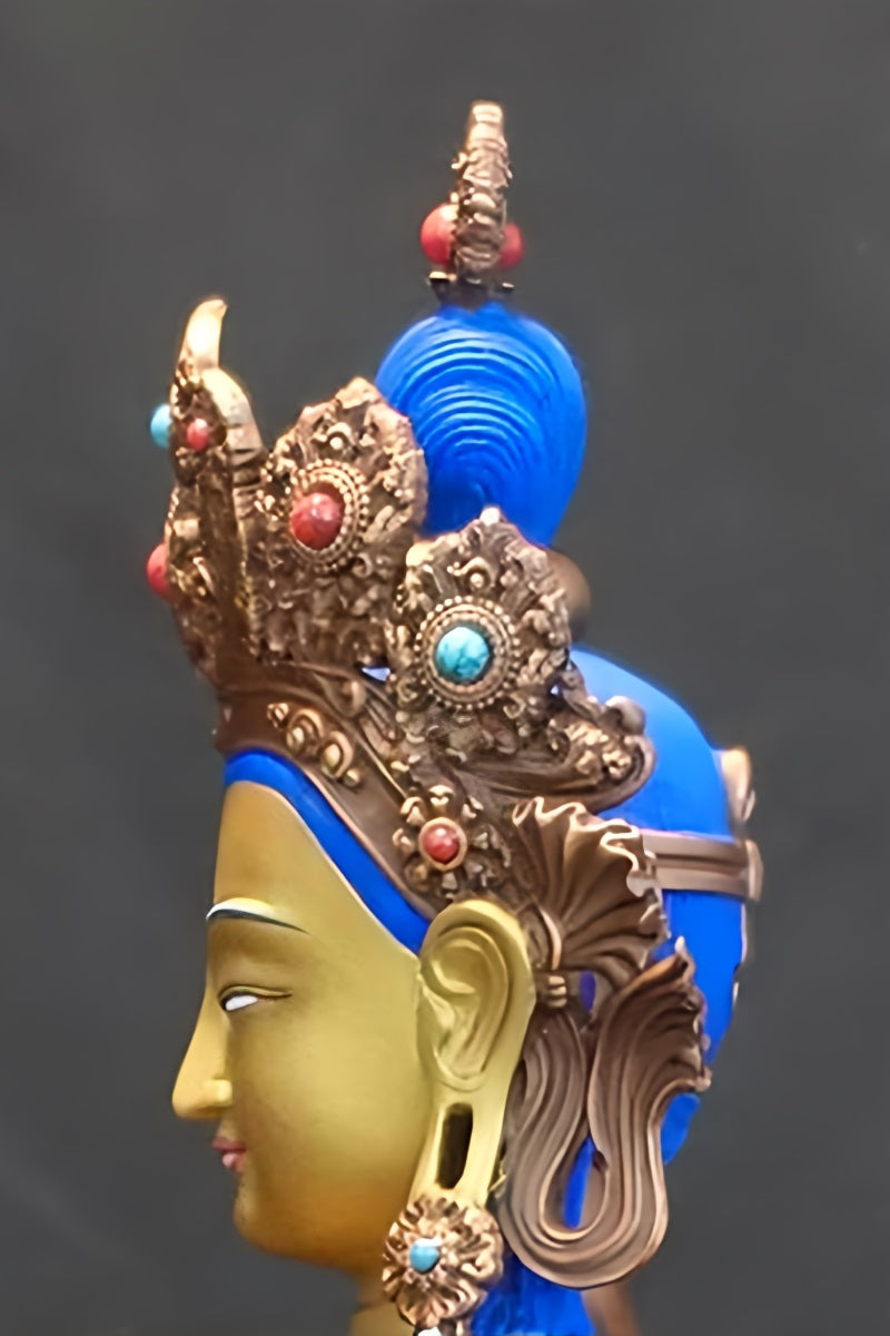 Authentic hand-carved Amitabha Buddha statue in Zhanabazar style, mineral pigment painting, Tibetan Buddhist craftsmanship