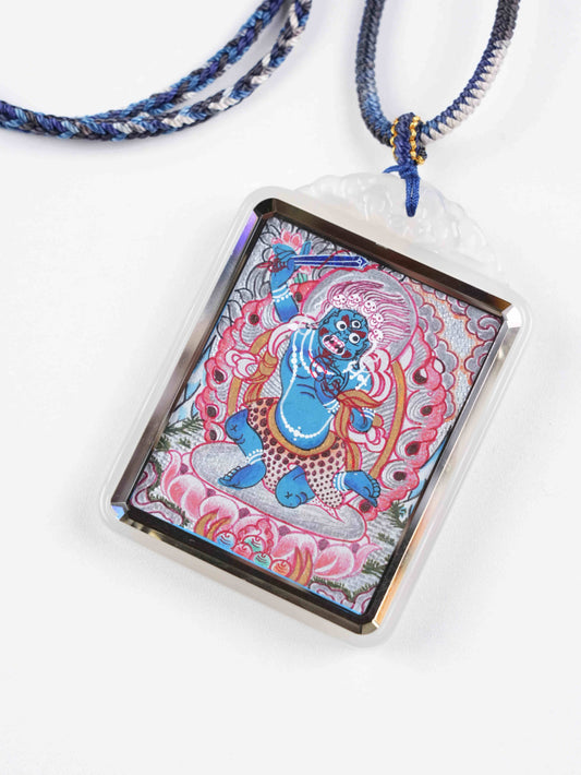 Pure Hand-painted Vajrapani Thangka for Zodiac Protection – 4x5cm Canvas – High-Quality Traditional Art
