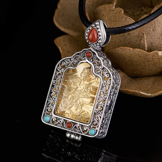 Copper Silver Zodiac Buddha Pendant