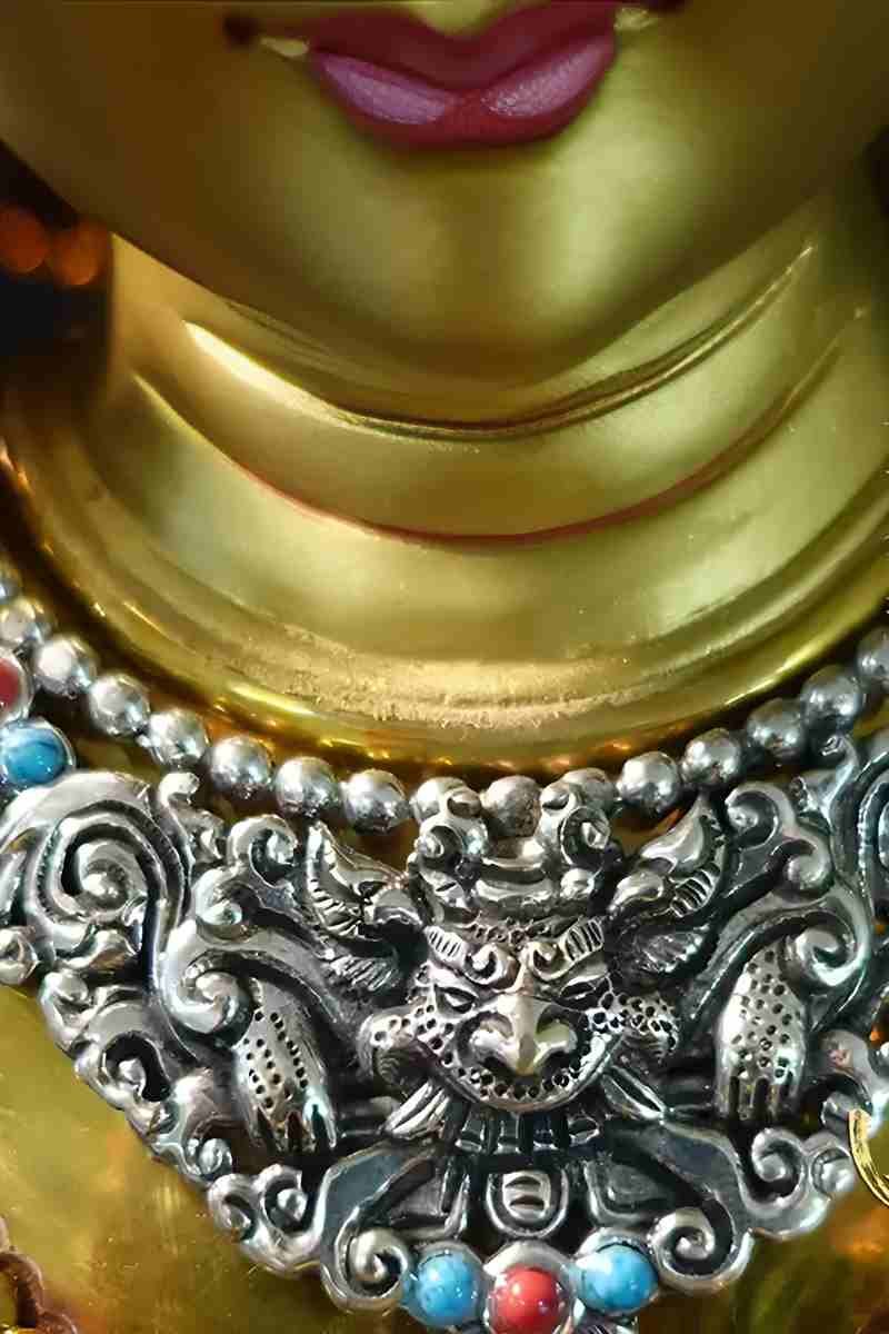 Exquisite Tibetan-buddhist Green Tara Buddha statue, hand-painted with mineral pigments, Buddha Statue-Art copper collectible sculpture