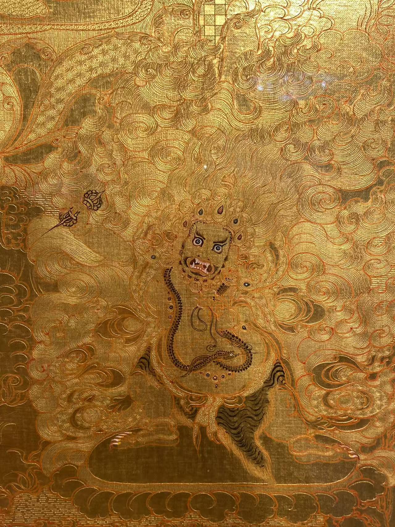 Authentic handmade Thangka – Four-Armed Avalokiteshvara in Rebgong Buddhist painting style
