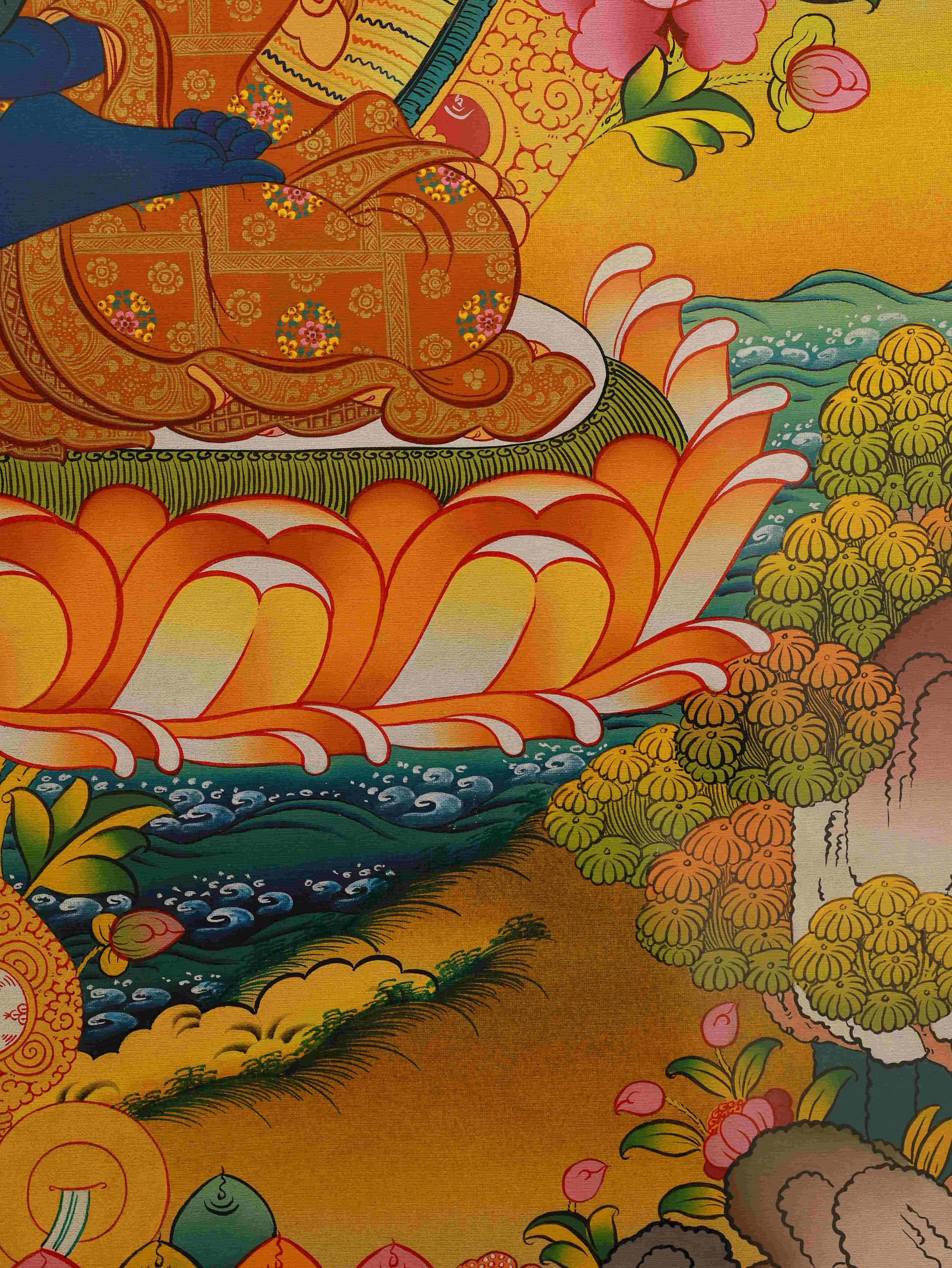 Tibetan Buddhist Thangka Painting - Medicine Buddha for Health and Wellbeing
