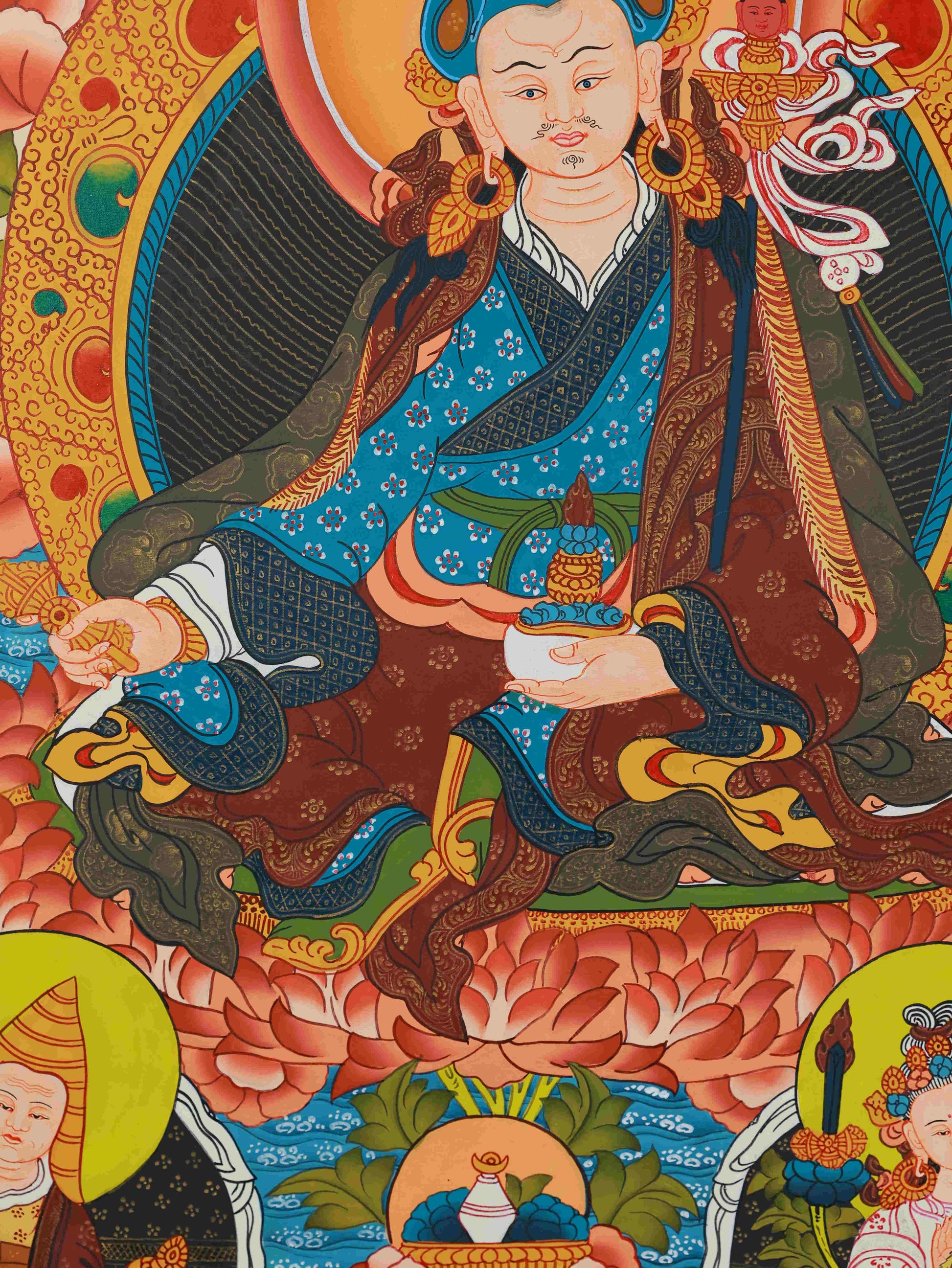 Tibetan Buddhist Padmasambhava Thangka - Wisdom and Spiritual Power Art