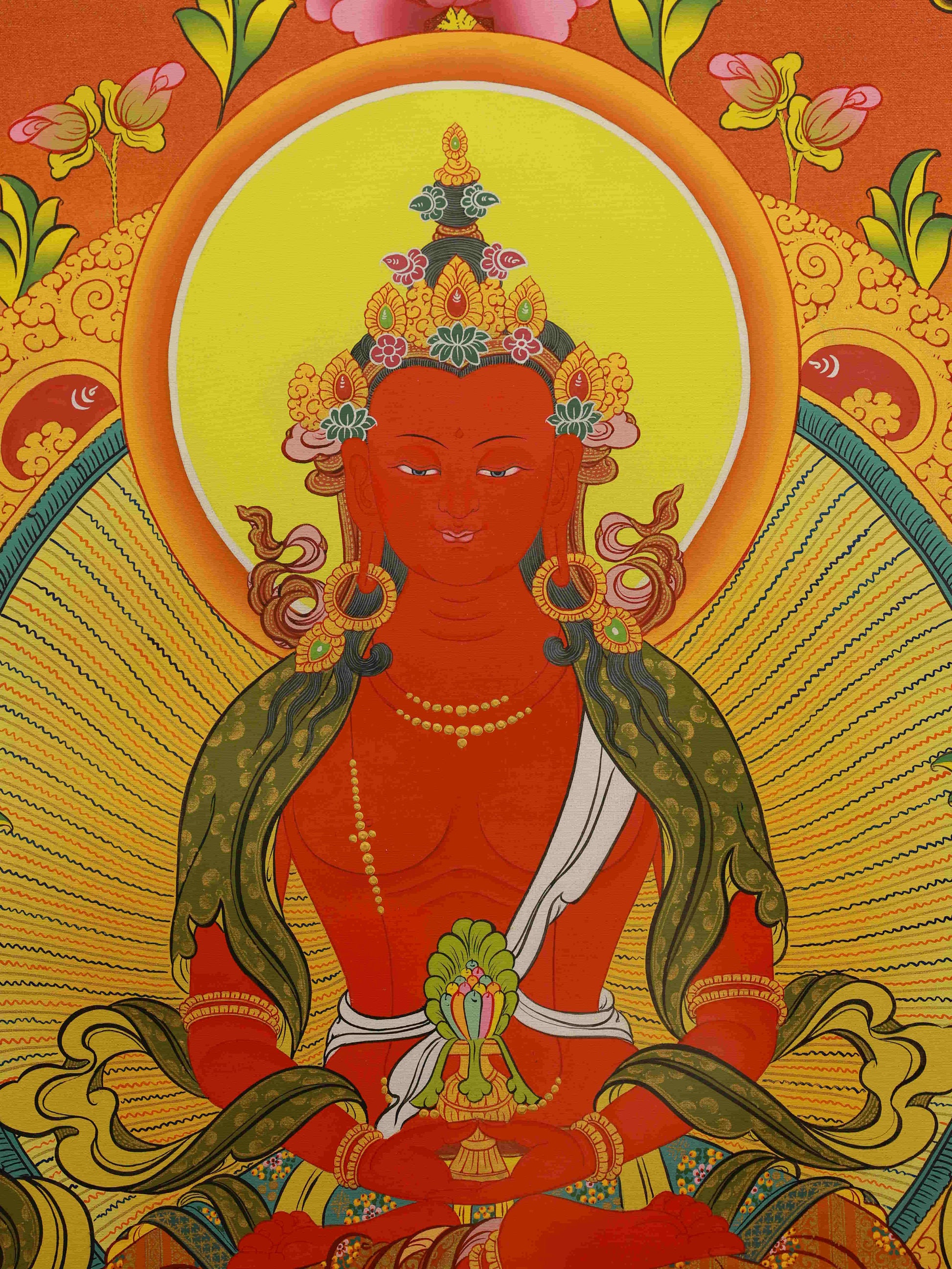 Tibetan Buddhist Red Tara Thangka - Powerful Enlightened Activity and Magnetizing Art