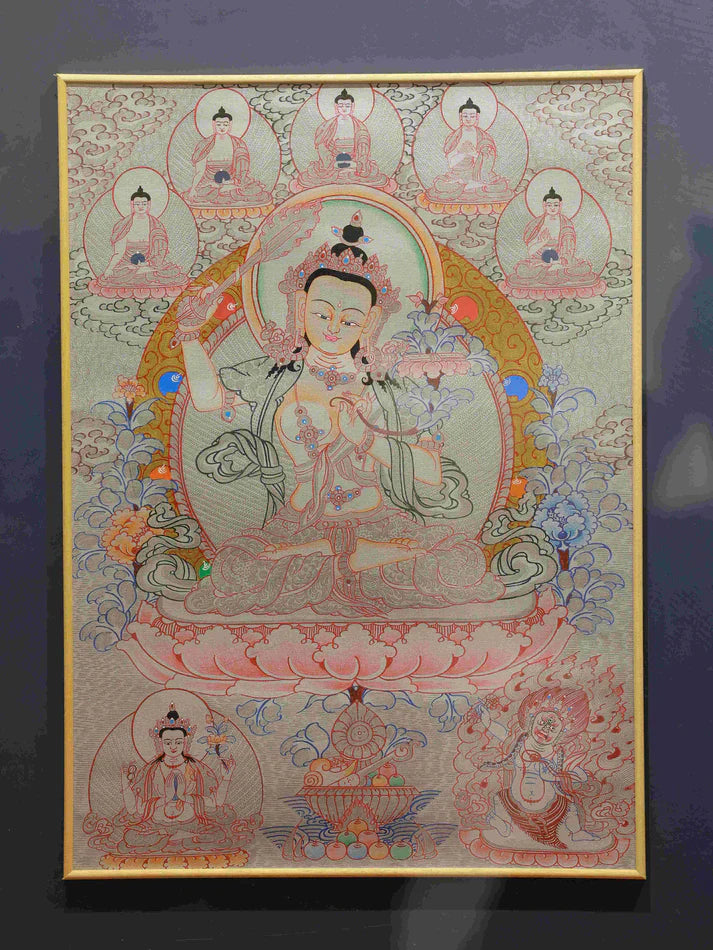 Hand-Painted Manjushri Lineage Thangka: Tibet’s "Gentle Wisdom & Blessings Art" — Hang "Clarity & Abundance" in Your Home