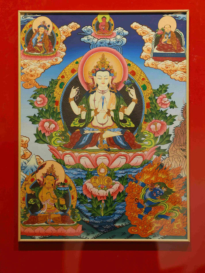 Hand-Painted Six-Armed Avalokiteshvara Thangka: Tibet’s "All-Round Protection & Blessing Art" — Hang "Gentle Stability" in Your Home