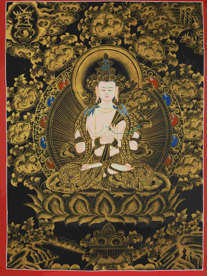 This Black-Gold Maitreya Bodhisattva Thangka Hides “A Compassion-Wrapped Path to the Future: Worries Unknot, Wishes Smooth, Days Warm”