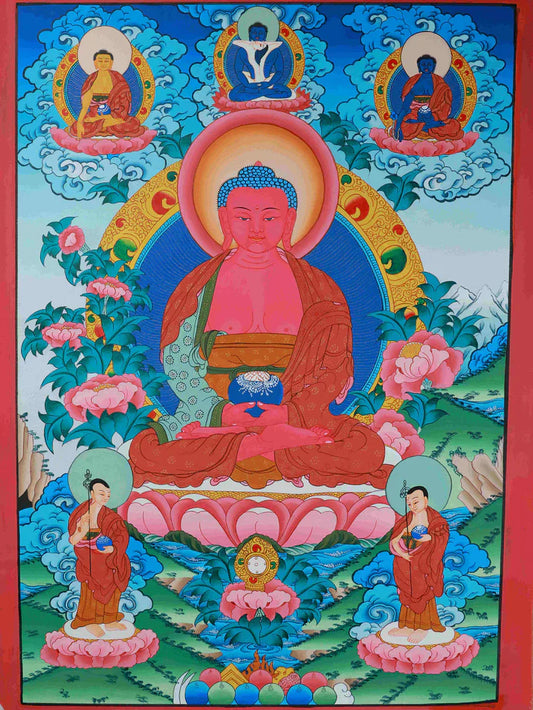 This Hand-Painted Amitabha Buddha Thangka Hides a Life Stability Anchor: “Dharmic Lineage Backing + Warm, Sweet Prosperity”