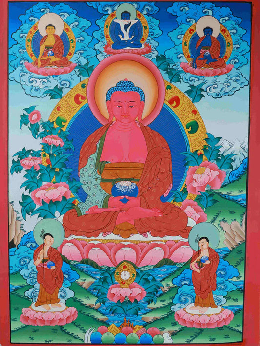 This Hand-Painted Amitabha Buddha Thangka Hides a Life Stability Anchor: “Dharmic Lineage Backing + Warm, Sweet Prosperity”