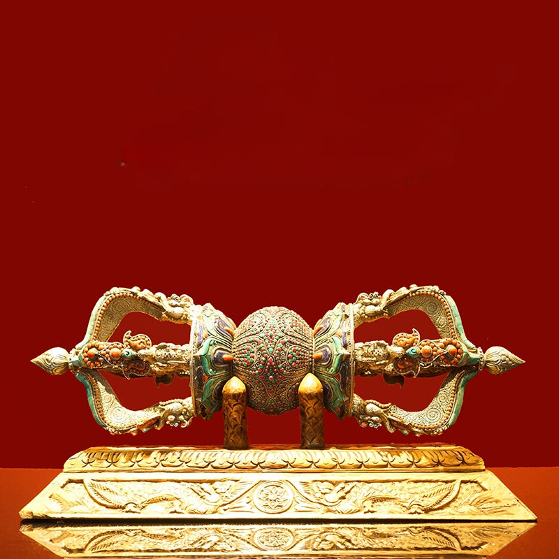 Tibetan-Buddhist Handcrafted Silver Vajra – Ritual Implements Art