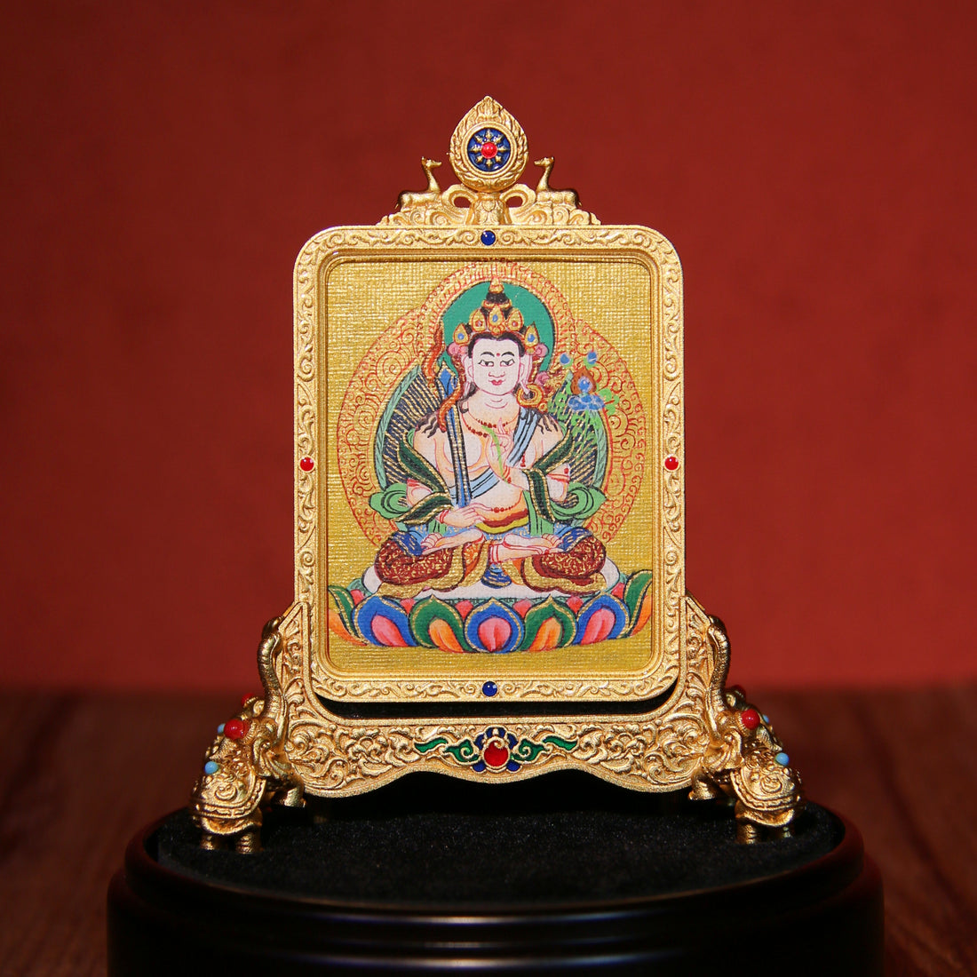 Tibetan Buddhist Hand-Painted Thangka Pendant – Akasagarbha Bodhisattva Sacred Amulet from Tibet