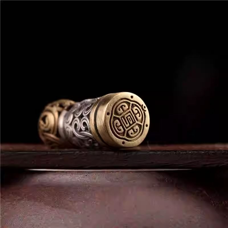 Tibetan-Buddhist Vintage Handmade Silver Copper Inlaid Stamp Tibetan Buddhist Jewelry