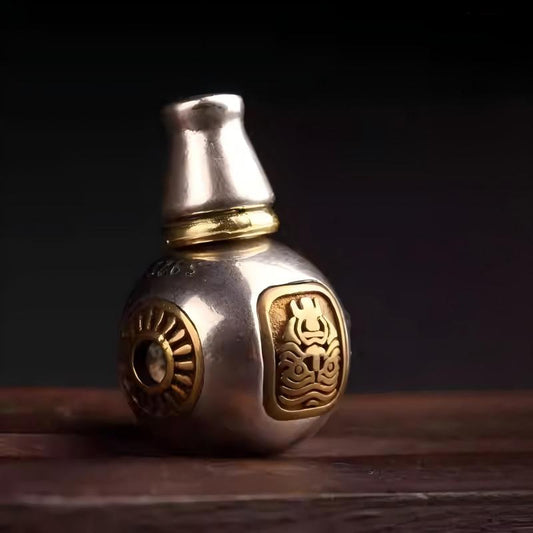 Tibetan-Buddhist Jewelry Culture: Silver Zaki Lamu Guru Bead Tibetan Buddhist Jewelry