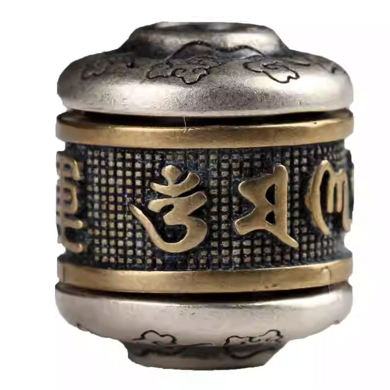 tibetan-buddhist Handcrafted Silver Copper Mantra Spacer Tibetan Buddhist Jewelry