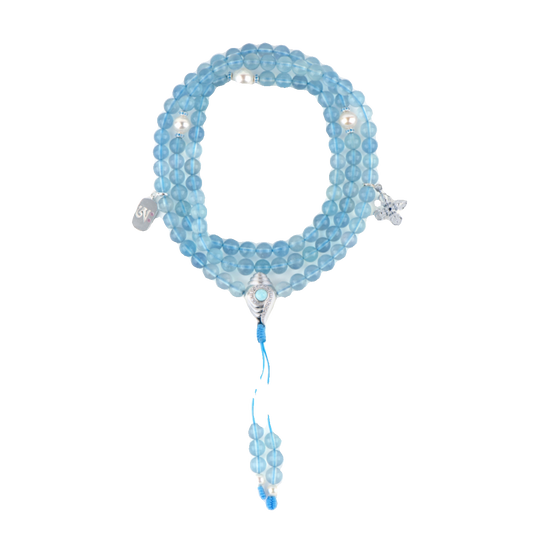 tibetan-buddhist Aquamarine Pearl Mala: Jewelry Art