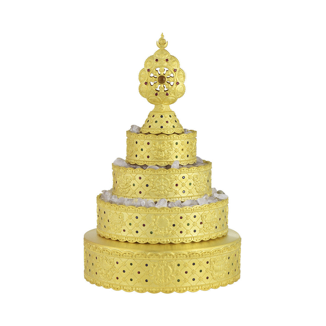 tibetan-buddhist Brass Gold Mandala & Eight Symbols: Sacrificial Items Tibetan Buddhist Jewelry