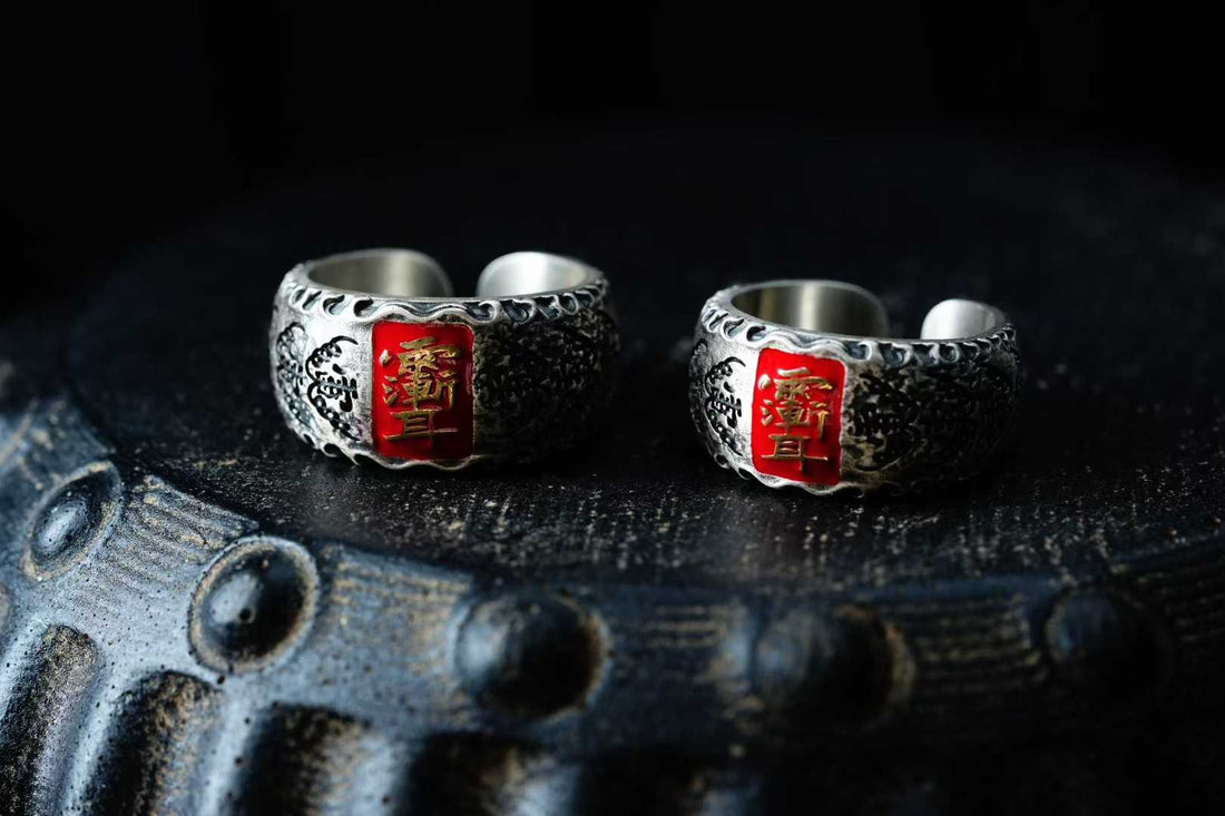 Tibetan Buddhist Jewelry Culture S925 Five Thunder Ring Jewelry Art
