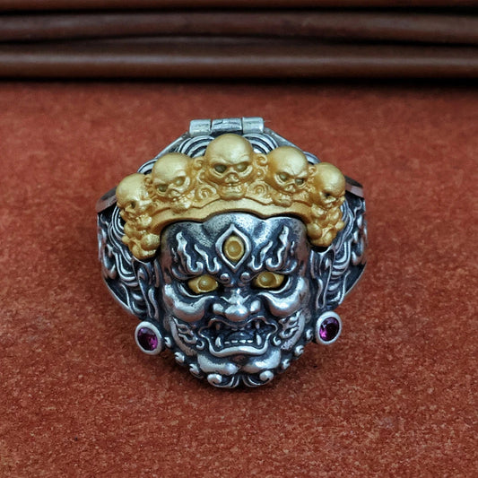 tibetan-buddhist Handcrafted Silver Dark Vajra Tathagata Tibetan Buddhist Jewelry