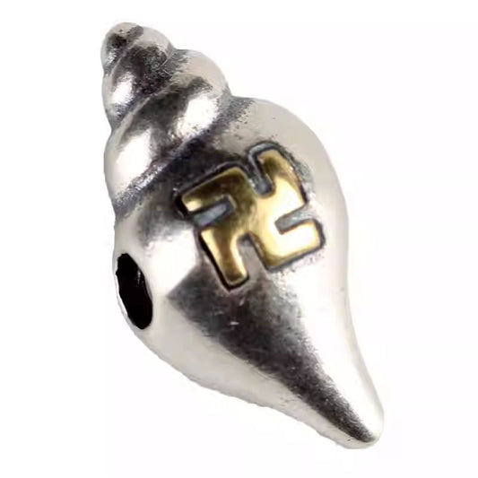 Tibetan-Buddhist Vintage Sterling Silver Conch Shell Mala Accessory