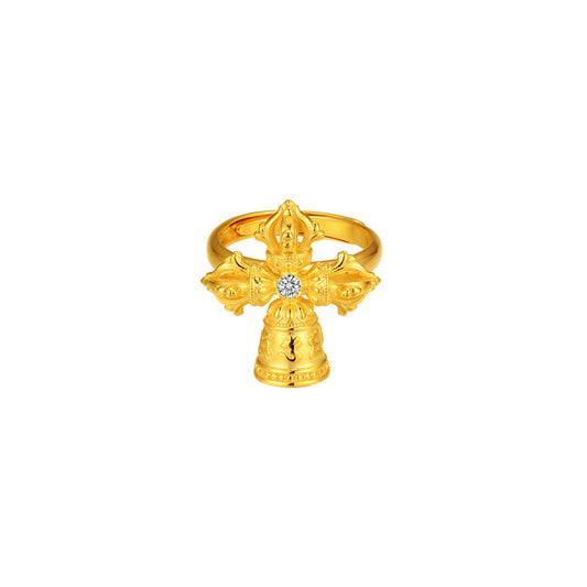 tibetan-buddhist Silver Double Vajra Ring: Jewelry Tibetan Buddhist Jewelry