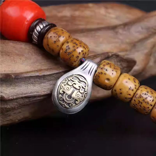 Tibetan-Buddhist Silver Vajra Taotie Clip: Handmade Jewelry Tibetan Buddhist Ritual Object