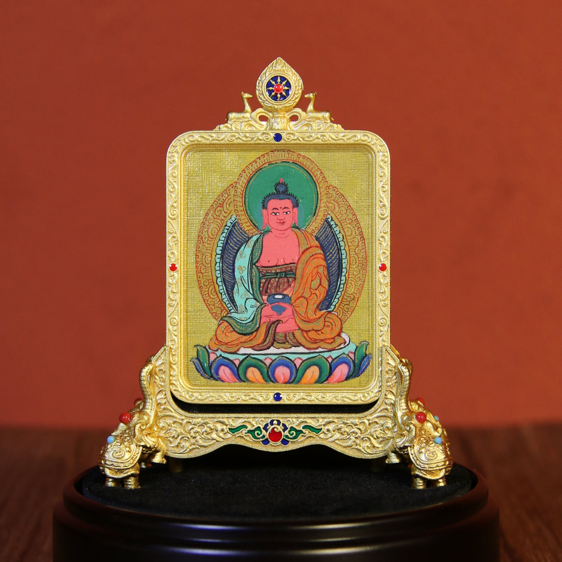 Hand-Painted Amitabha Buddha Pendant Thangka Tibetan Buddhist Jewelry