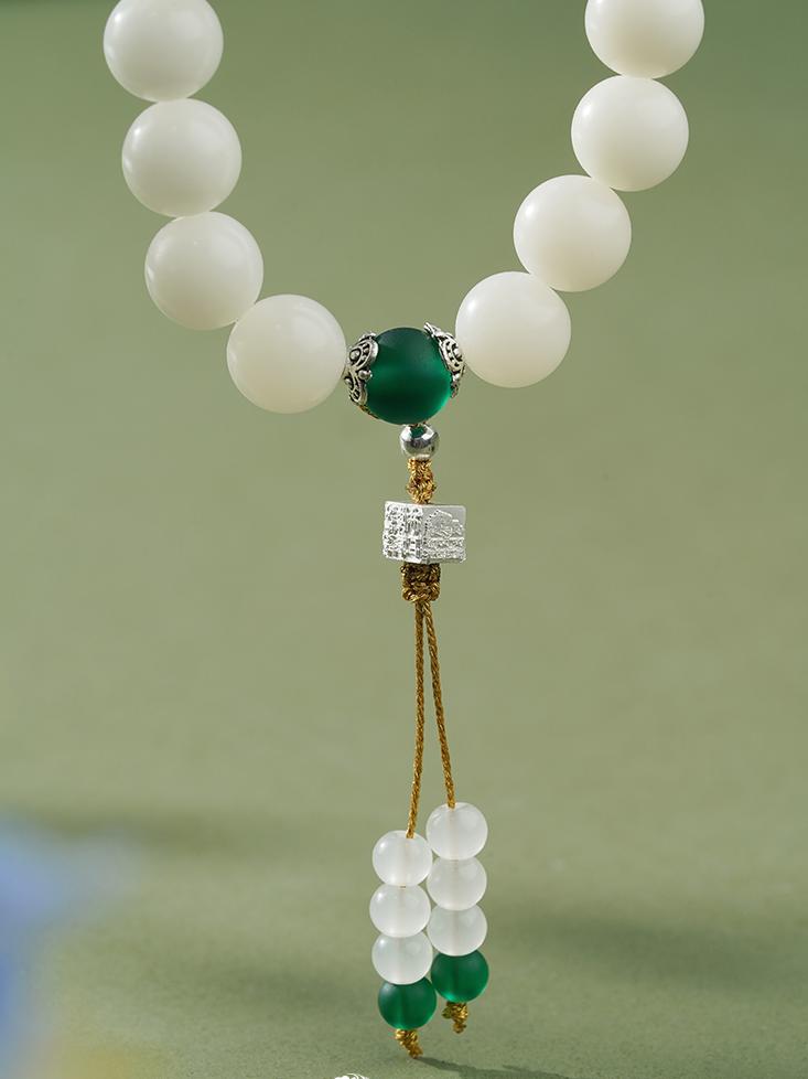 Tibetan-Buddhist White Bodhi Mala | Metal Jewelry Art
