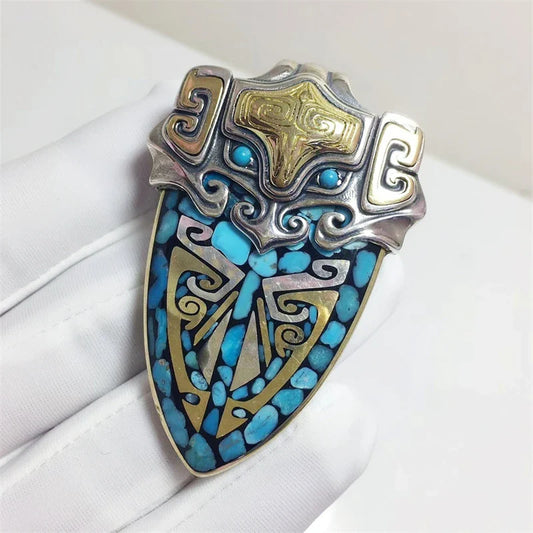 tibetan-buddhist Taotie Shield Necklace Pendant Jewelry Tibetan Buddhist Jewelry