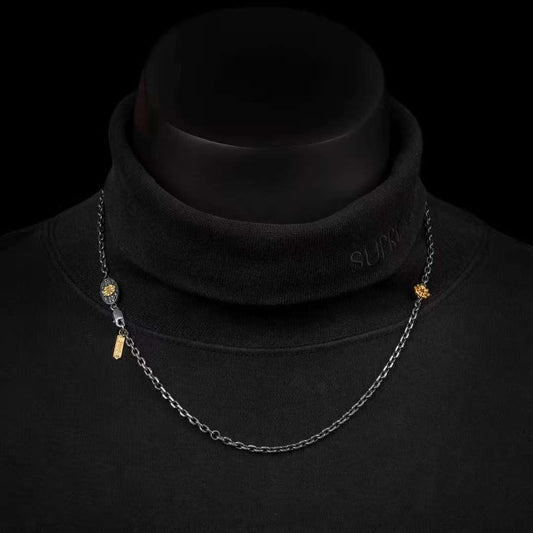 tibetan-buddhist Hand-Painted Silver Yushu Flower Necklace | Jewelry Art