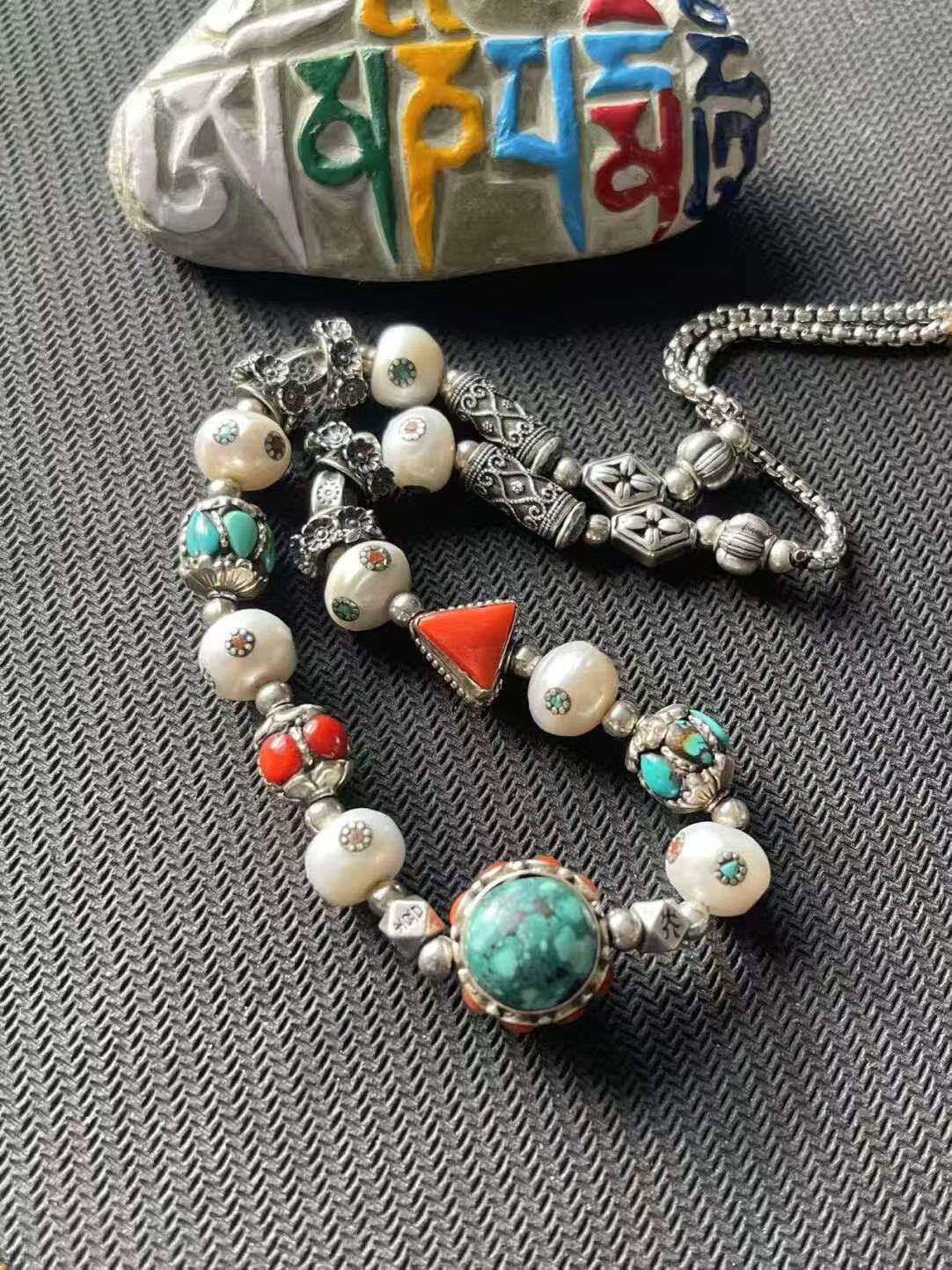 Tibetan Buddhist Hand-Painted Multi-Treasure Fashion Pendant - Jewelry Art