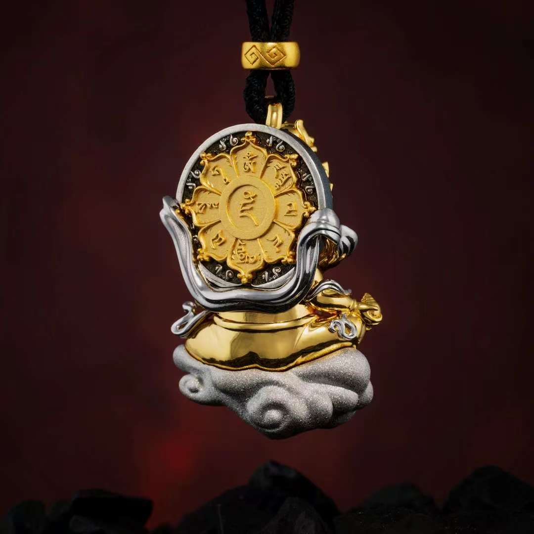 tibetan-buddhist Hand-Painted Huang Laoye Baby Buddha Pendant | Jewelry Art
