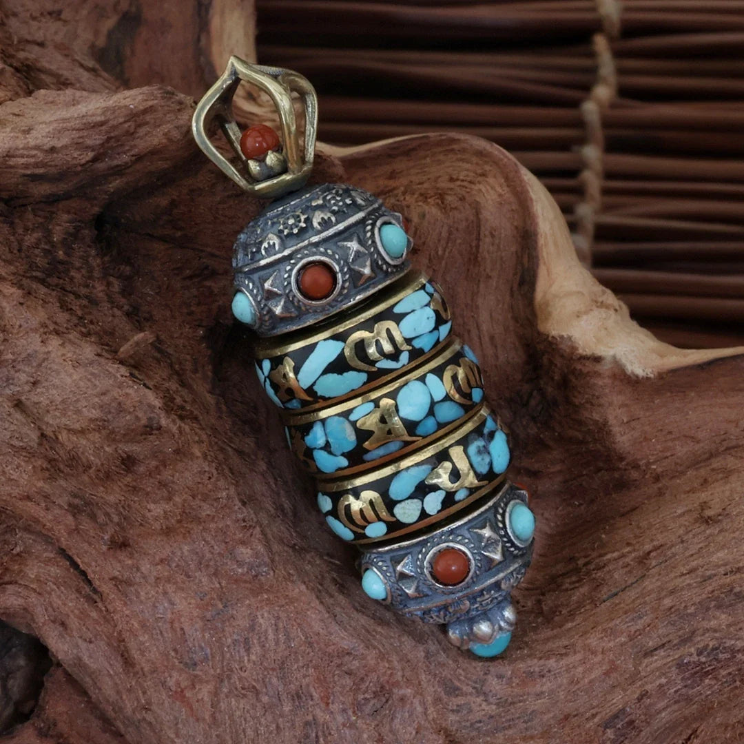 Silver Mantra Pendant Tibetan Buddhist Jewelry