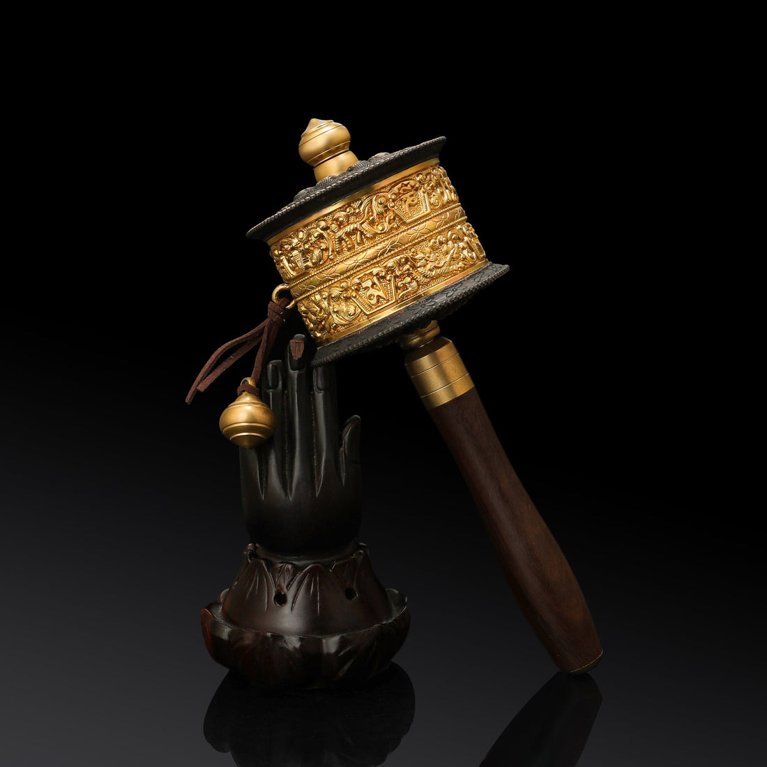 Tibetan-Buddhist Handcrafted Double-Layer Prayer Wheel | Brass & Wood