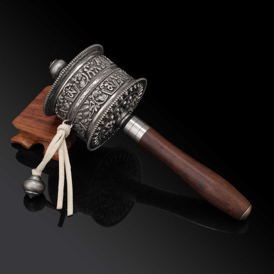 Tibetan-Buddhist Handcrafted Double-Layer Prayer Wheel | Brass & Wood