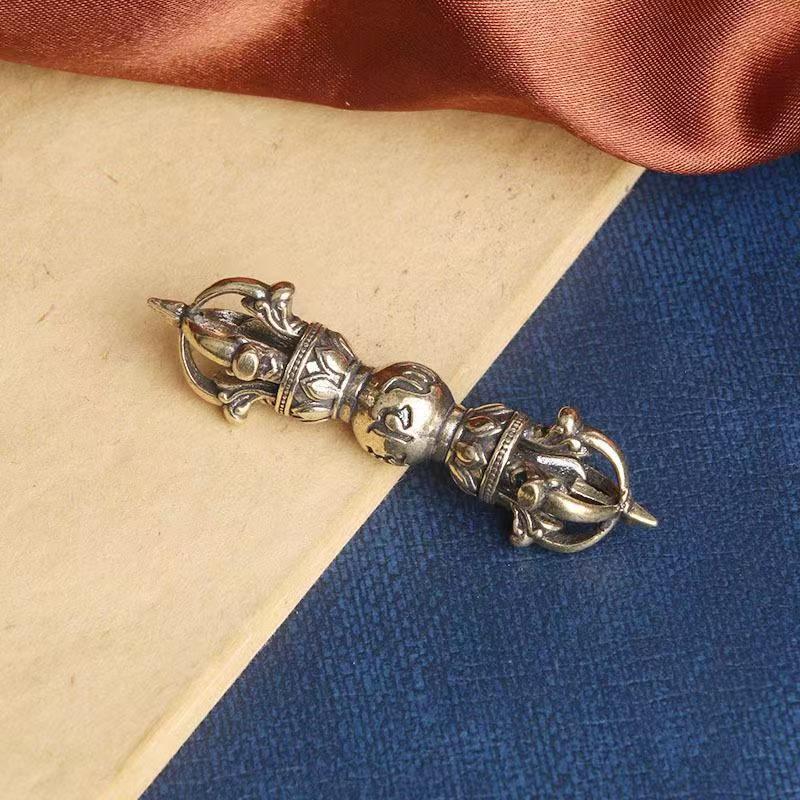 Tibetan-Buddhist Handcrafted Brass Four-Pronged Tibetan Buddhist Ritual Object