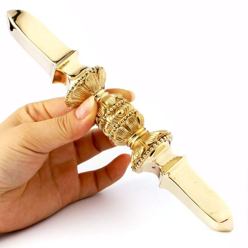 21cm One Three Five-Prong Brass Vajra Tibetan Buddhist Ritual Implement