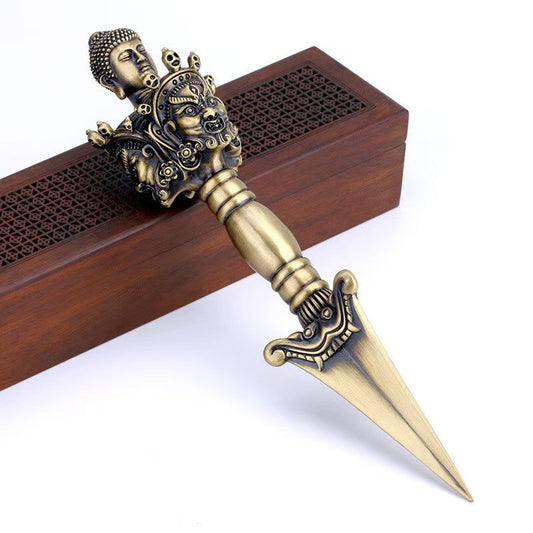 Tibetan-Buddhist Handcrafted Brass Jingpai Tibetan Buddhist Ritual Object