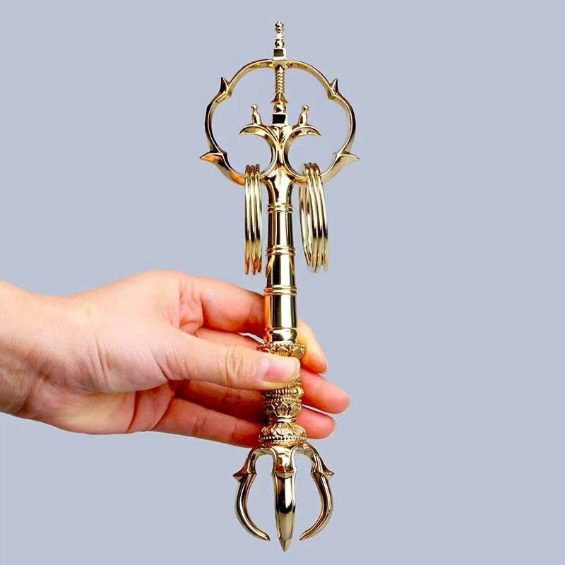 Tibetan-Buddhist Handcrafted Brass Seated Vajra | Polished Ritual Tibetan Buddhist Ritual Object