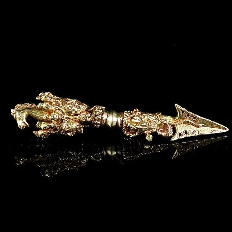 Tibetan-Buddhist Handcrafted Brass Mahakala Tibetan Buddhist Ritual Object