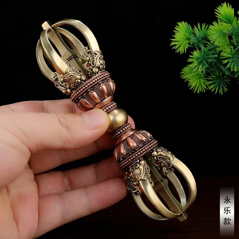 tibetan-buddhist brass Yongle vajra with purple Tibetan Buddhist Ritual Object