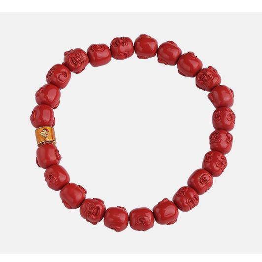 Tibetan-Buddhist Hand-Painted Cinnabar Buddha Bracelet, Jewelry Art
